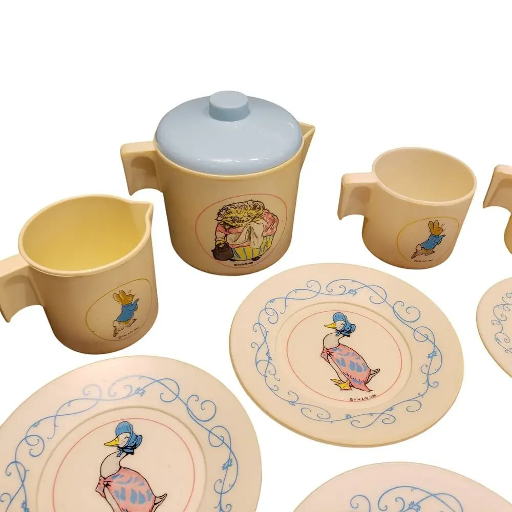 Vintage Peter Rabbit Toy Tea Set 1983 by Bluebird England Imported Very Rare